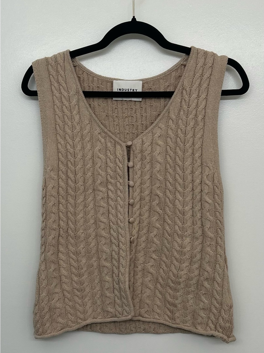 Industry Cable Knit Button-Front Tank in Beige